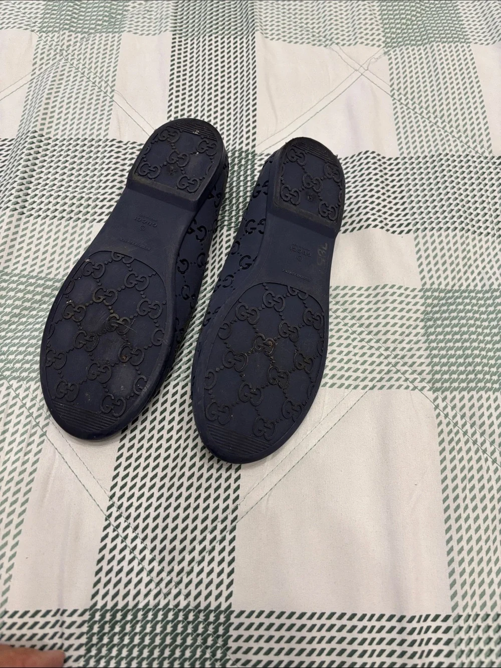 Gucci Navy Rubber GG Ballet Flats